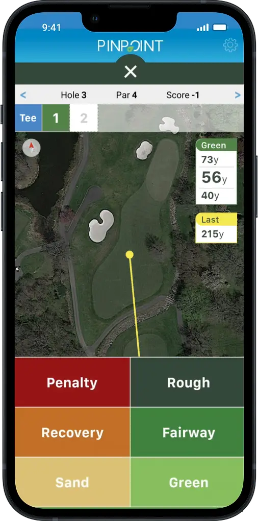 Screenshot tracking a round of golf