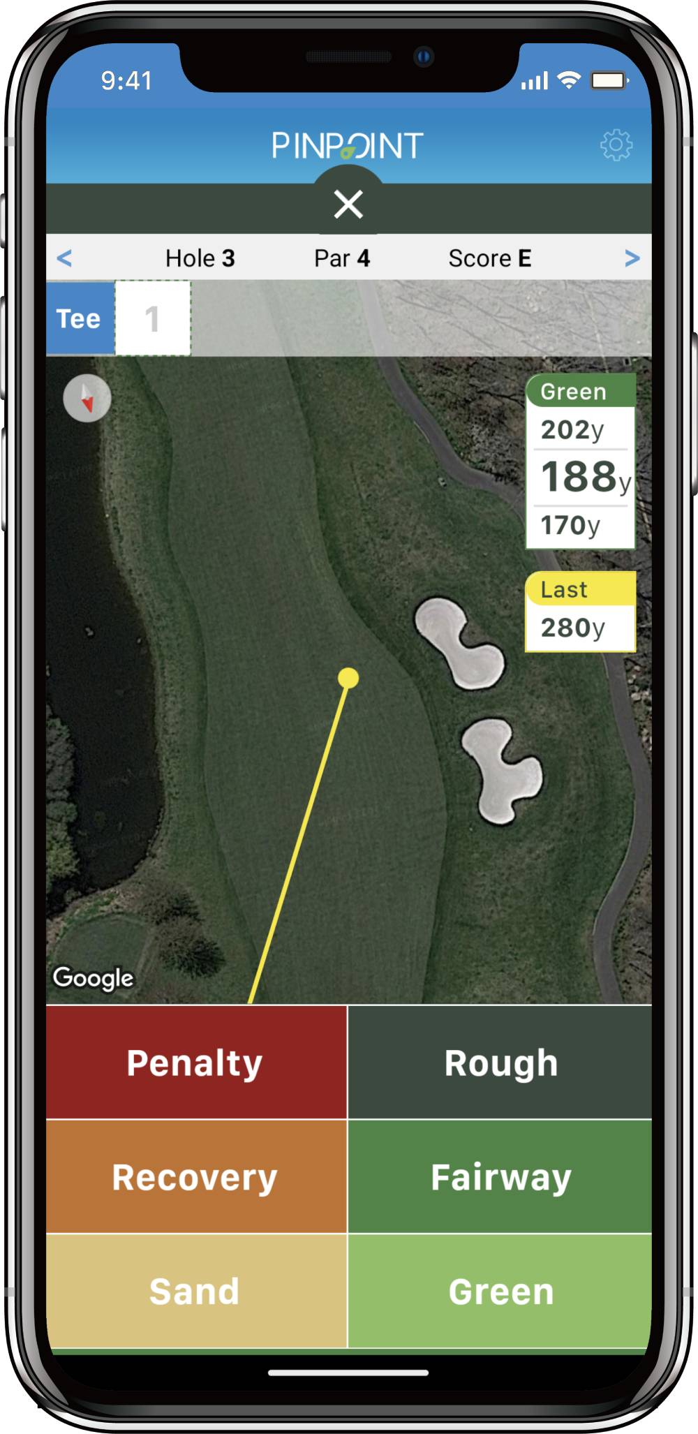 GPS distance planning with Pinpoint Golf App
